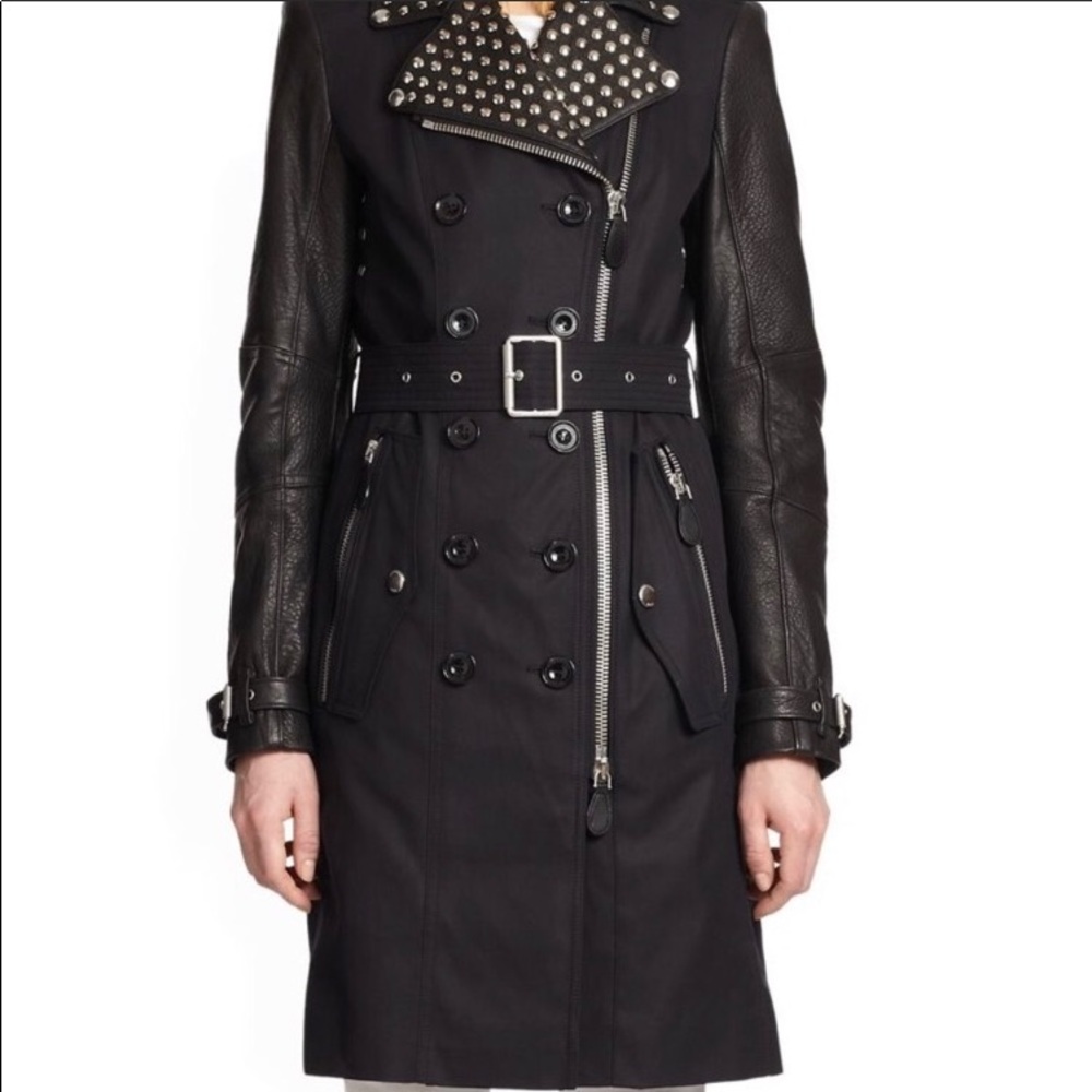 🔥BURBERRY LEATHER SLEEVE STUDDED TRENCH🔥 - Picture 2 of 8